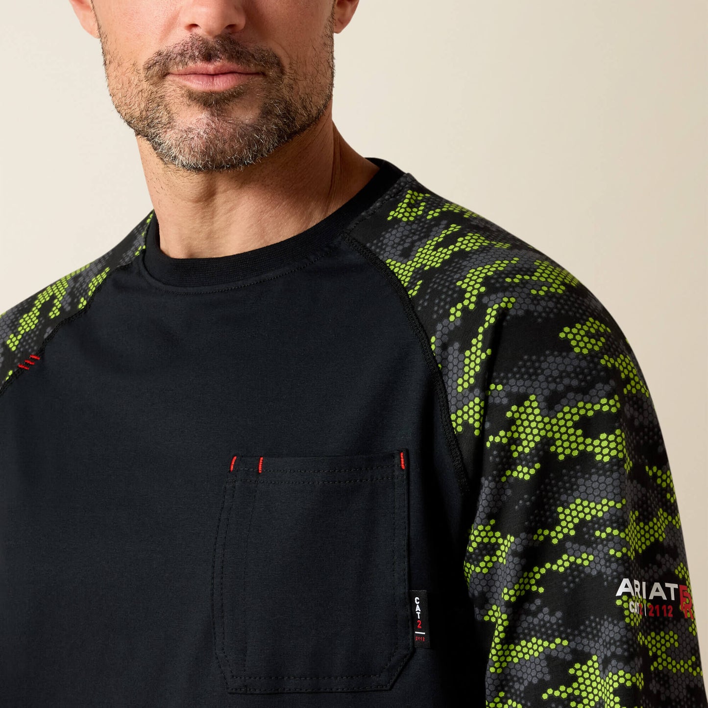 Ariat Men FR AC Stretch Camo Baseball T-Shirt