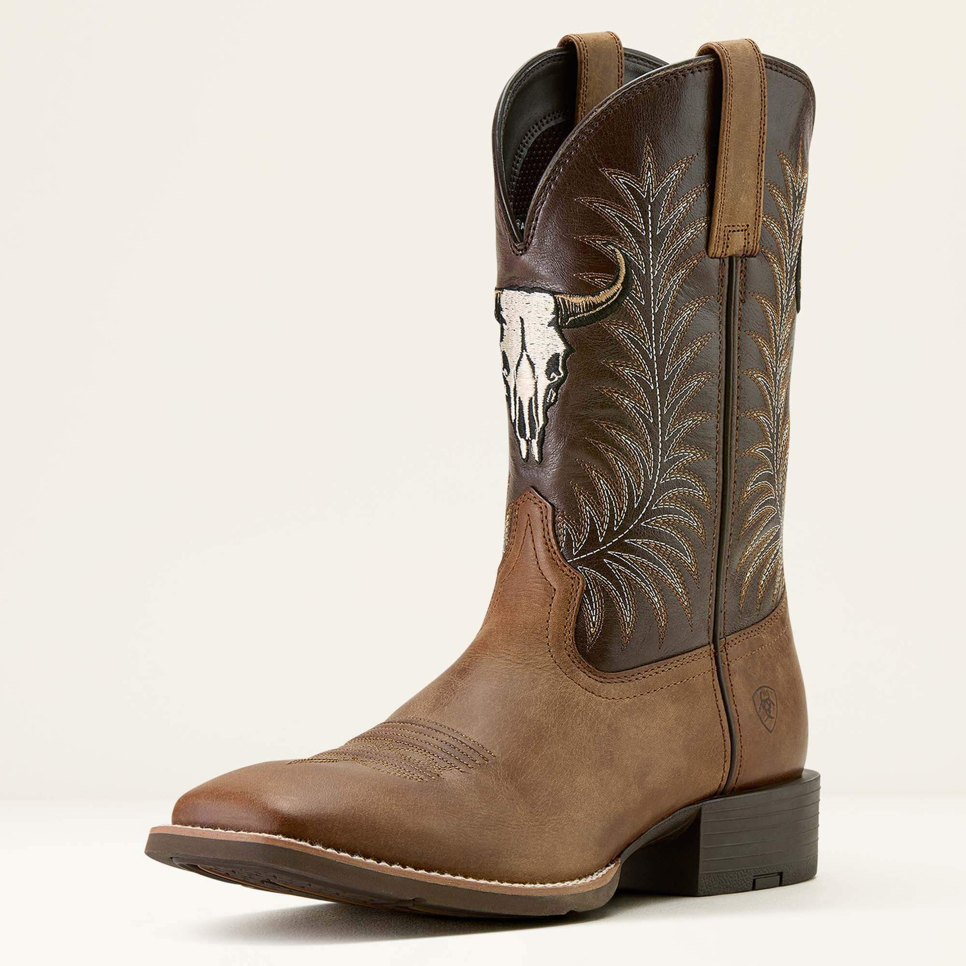 Ariat Men Sport Steer Skull Wide Square Toe Cowboy Boot