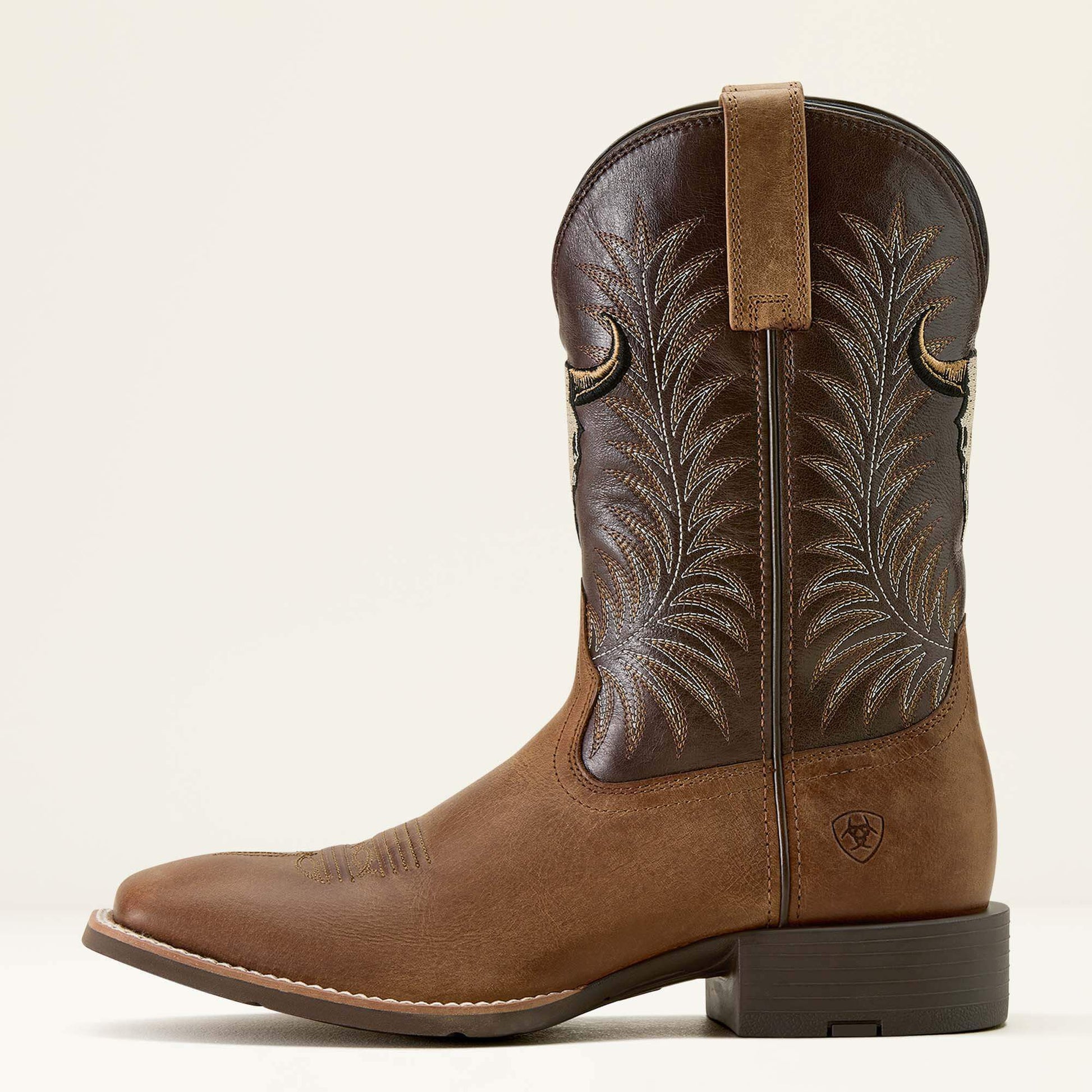 Ariat Men Sport Steer Skull Wide Square Toe Cowboy Boot