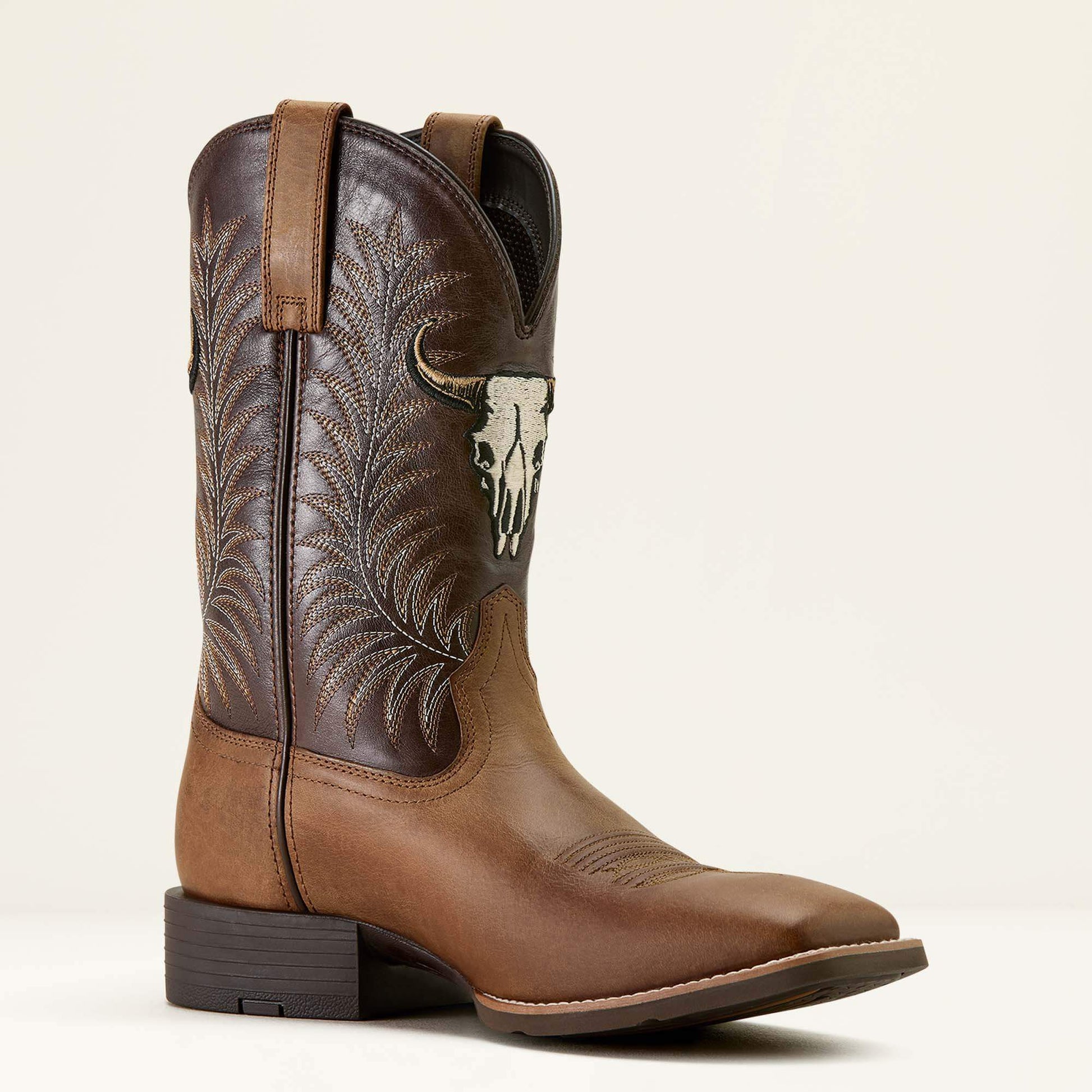 Ariat Men Sport Steer Skull Wide Square Toe Cowboy Boot