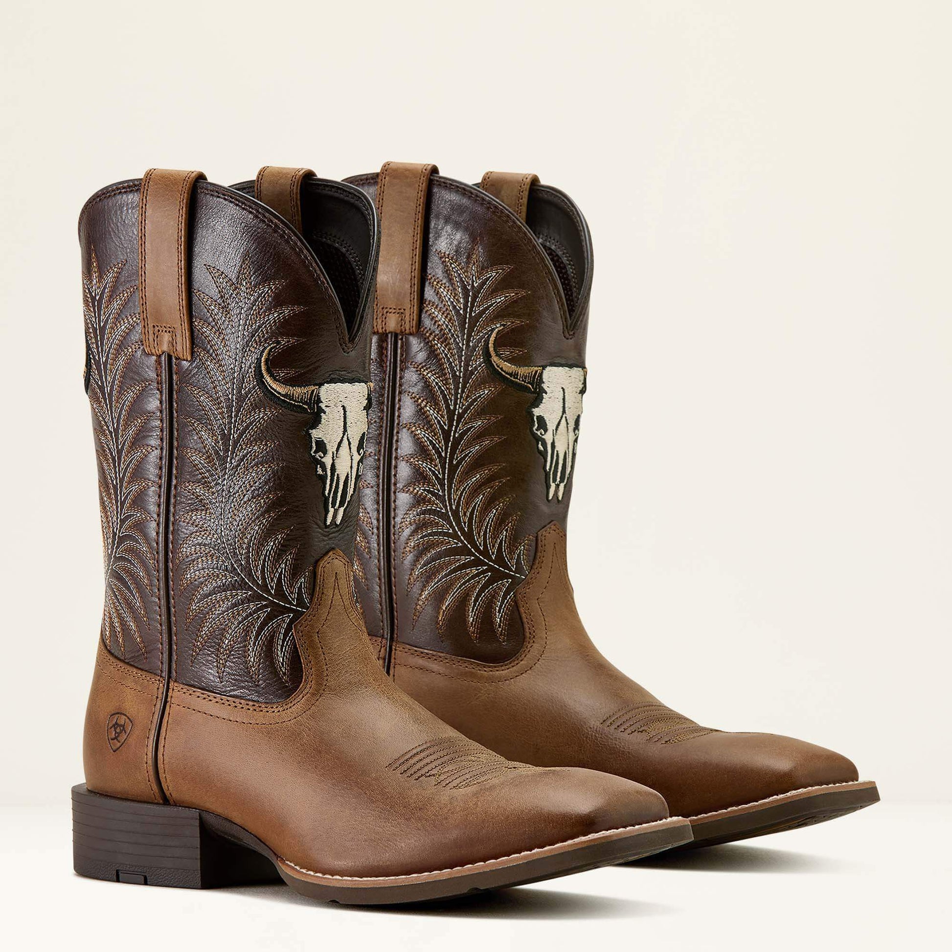 Ariat Men Sport Steer Skull Wide Square Toe Cowboy Boot
