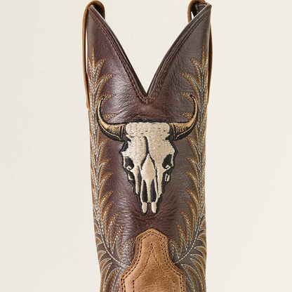 Ariat Men Sport Steer Skull Wide Square Toe Cowboy Boot