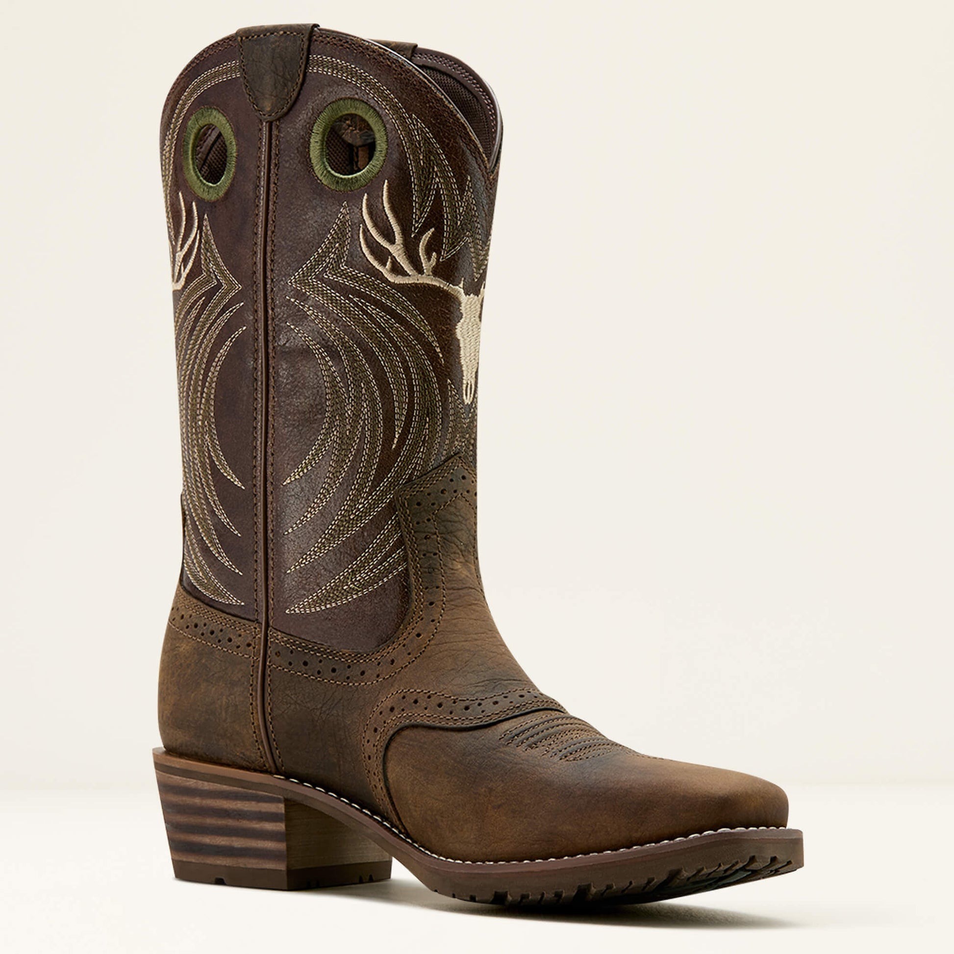 Ariat Men Hybrid Roughstock Antler Cowboy Boot