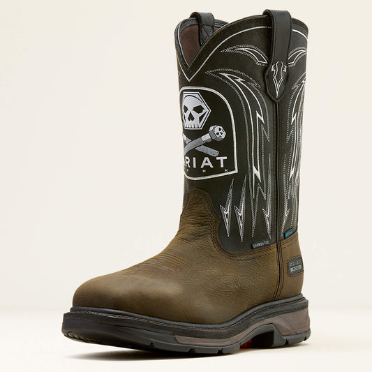Ariat Men WorkHog XT Bolt Skull Waterproof Wide Square Toe Carbon Toe Work Boot