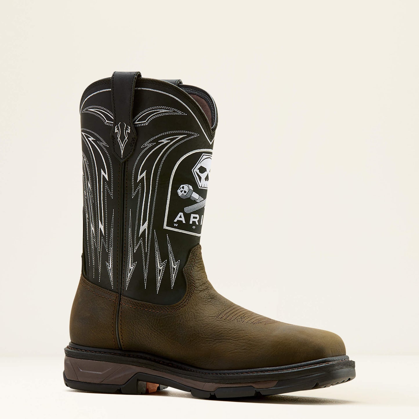 Ariat Men WorkHog XT Bolt Skull Waterproof Wide Square Toe Carbon Toe Work Boot