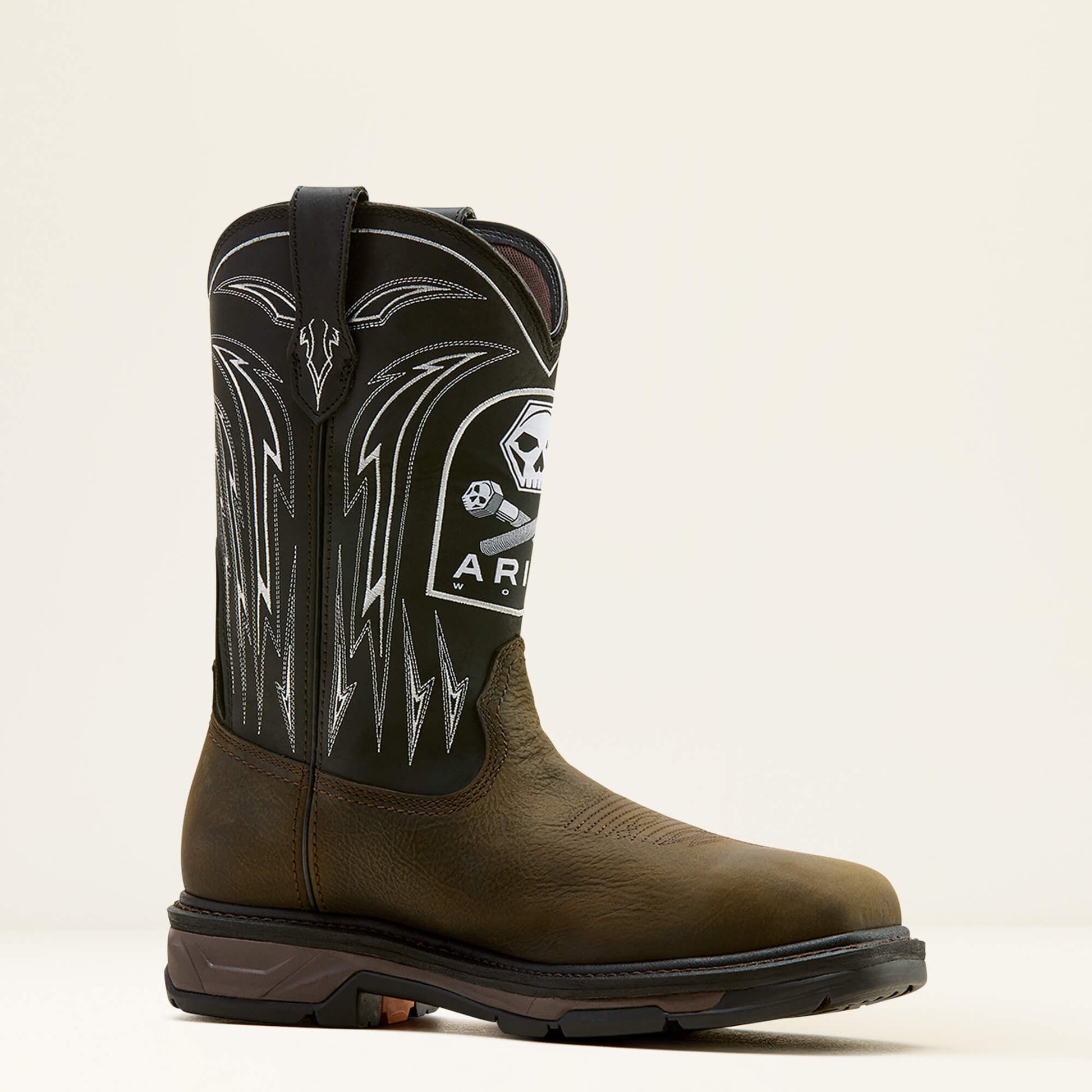 Ariat Men WorkHog XT Bolt Skull Waterproof Wide Square Toe Carbon Toe Work Boot