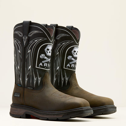 Ariat Men WorkHog XT Bolt Skull Waterproof Wide Square Toe Carbon Toe Work Boot