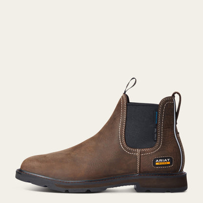 Ariat Men Groundbreaker Chelsea Wide Square Toe Waterproof Steel Toe Work Boot