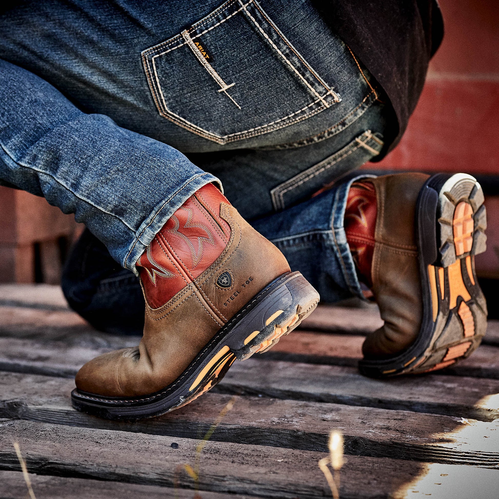 Ariat Men WorkHog Wide Square Toe Steel Toe Work Boot