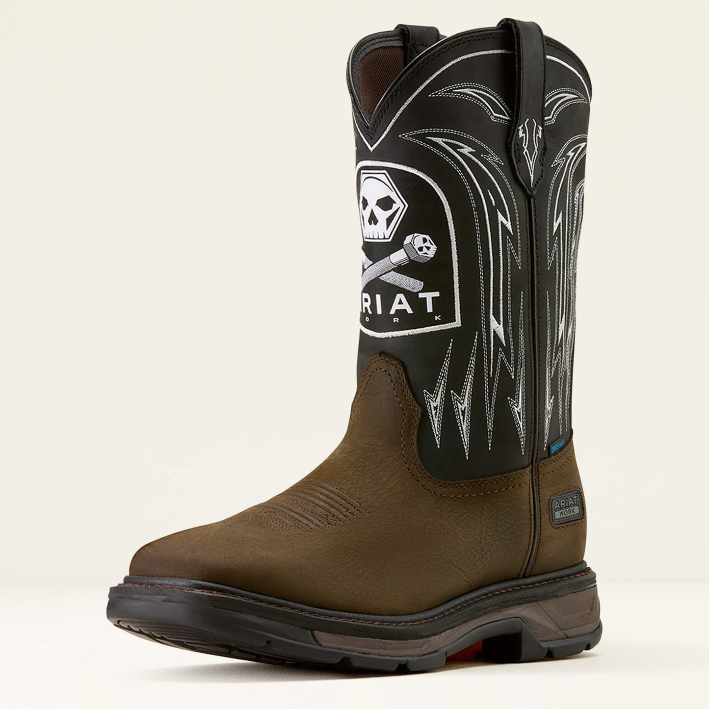 Ariat Men WorkHog XT Bolt Skull Waterproof Wide Square Toe Work Boot
