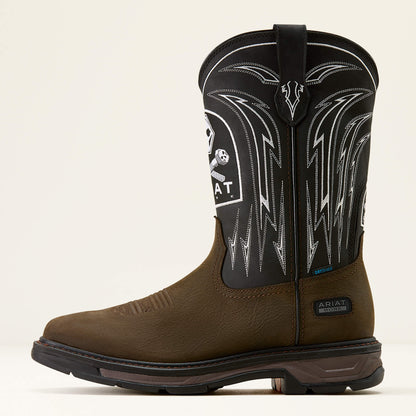 Ariat Men WorkHog XT Bolt Skull Waterproof Wide Square Toe Work Boot