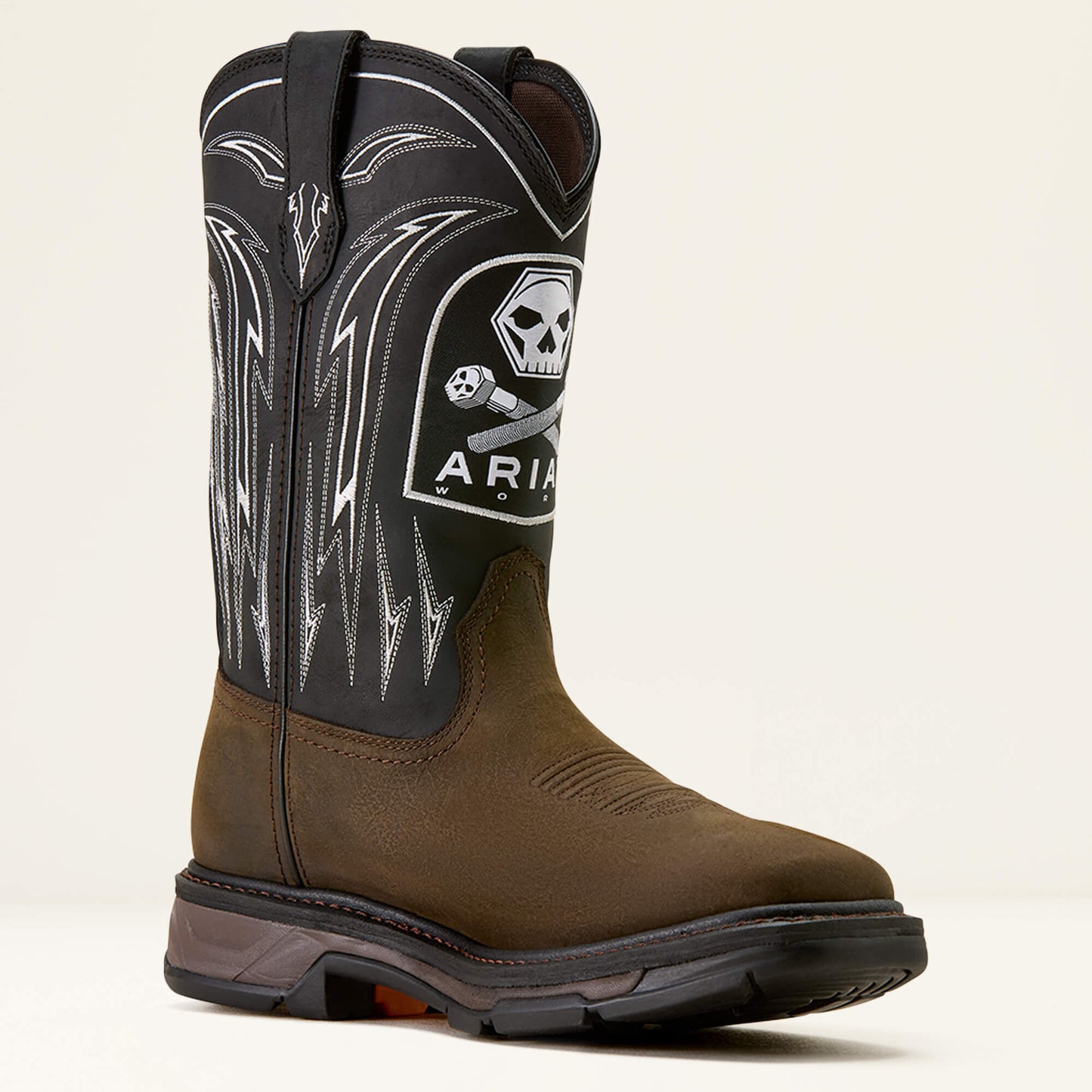Ariat Men WorkHog XT Bolt Skull Waterproof Wide Square Toe Work Boot