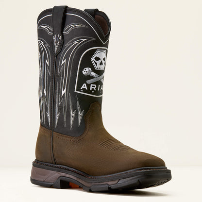 Ariat Men WorkHog XT Bolt Skull Waterproof Wide Square Toe Work Boot