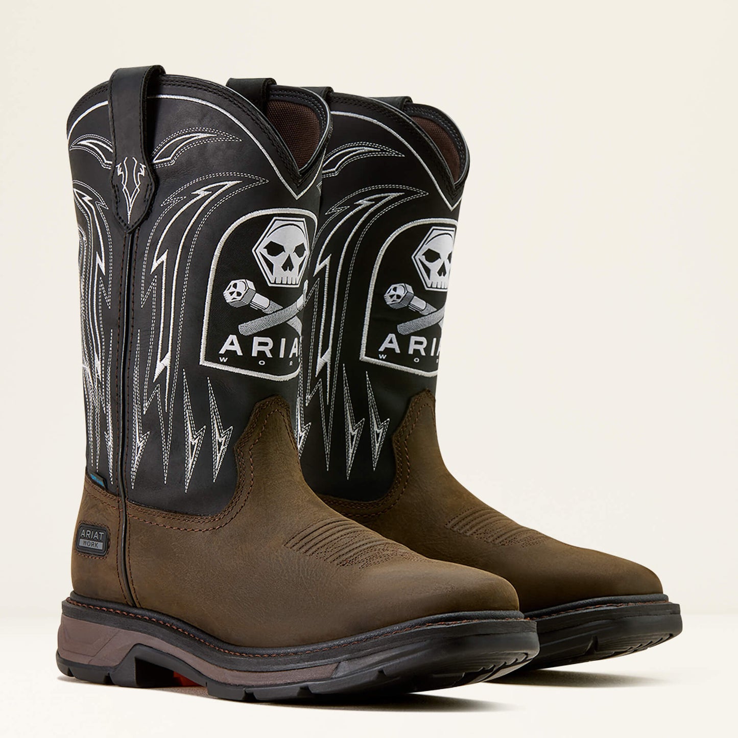Ariat Men WorkHog XT Bolt Skull Waterproof Wide Square Toe Work Boot