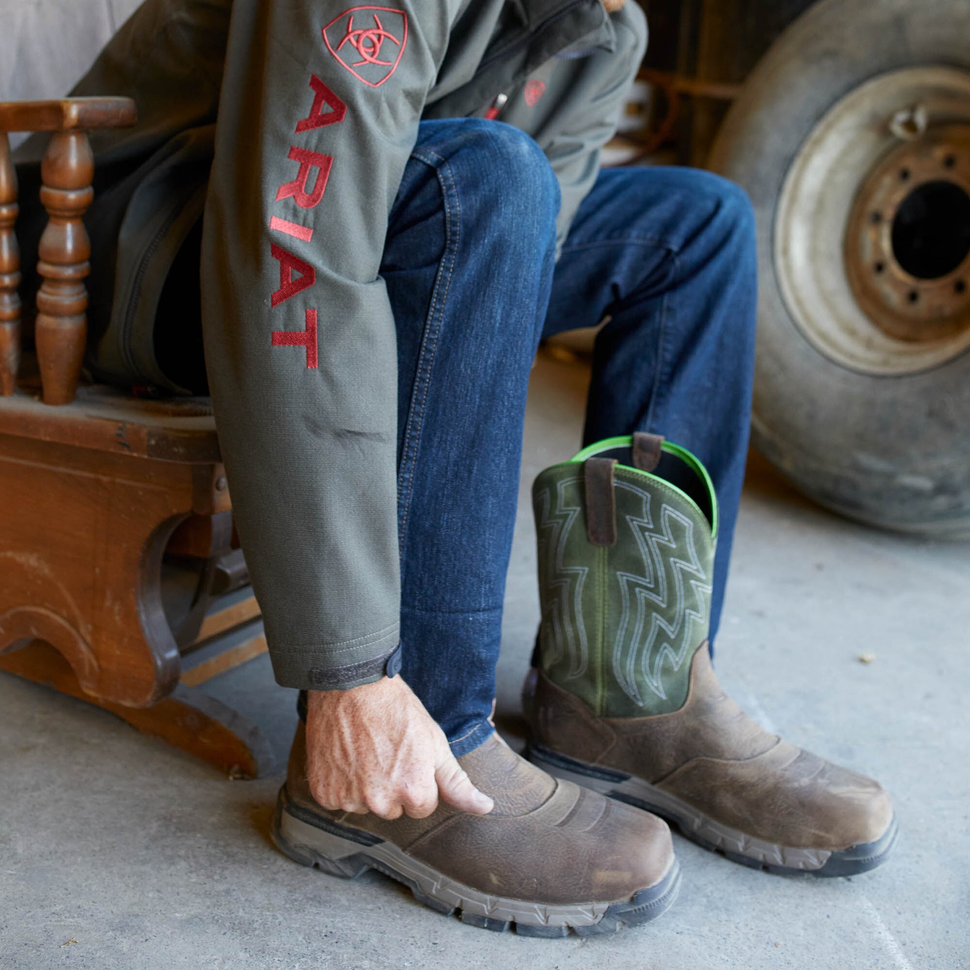 Ariat Men Rebar Flex Western Waterproof Composite Toe Work Boot