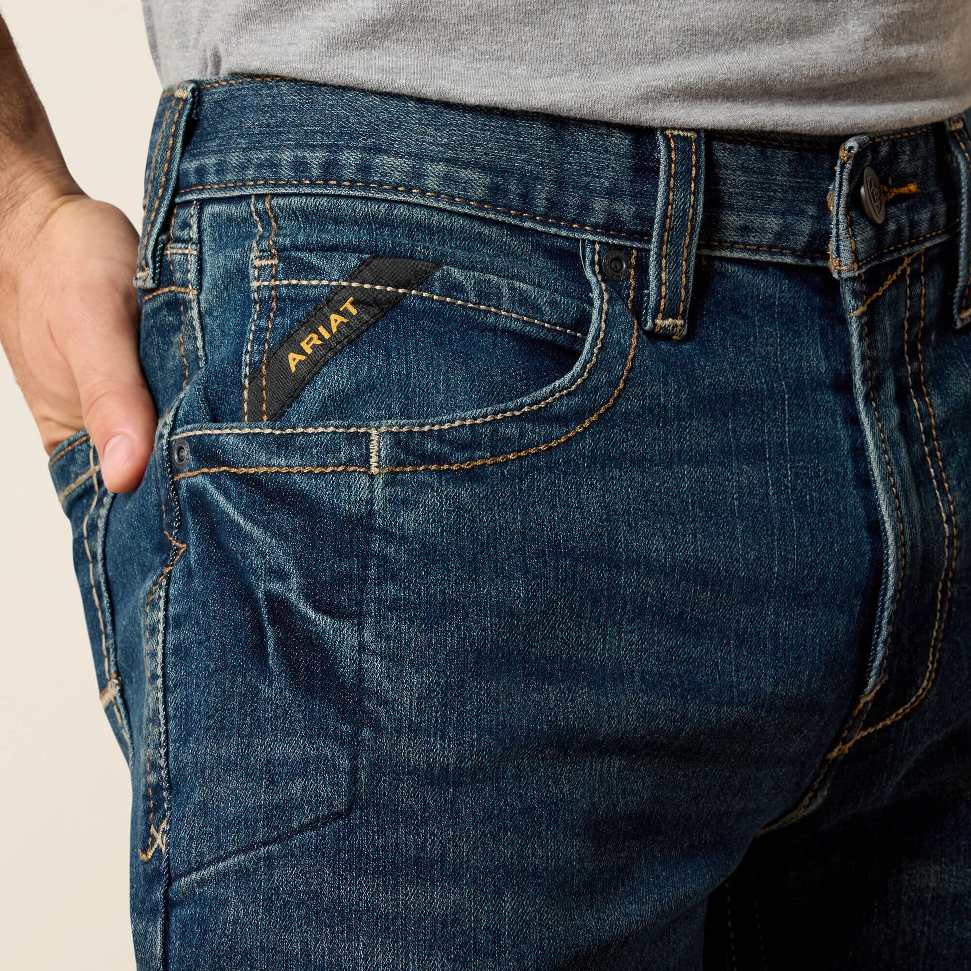 Ariat Men Men's Low Rise, Bootcut Work Pants - Rebar Denim