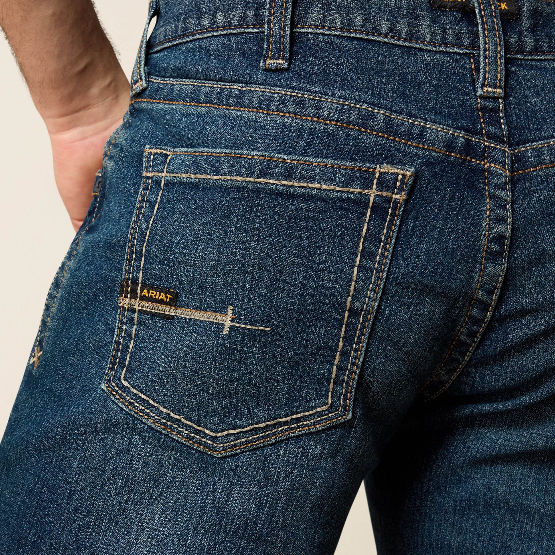 Ariat Men Men's Low Rise, Bootcut Work Pants - Rebar Denim