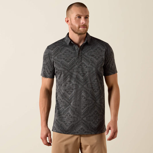 Ariat Men Jacquard Printed Fitted Polo