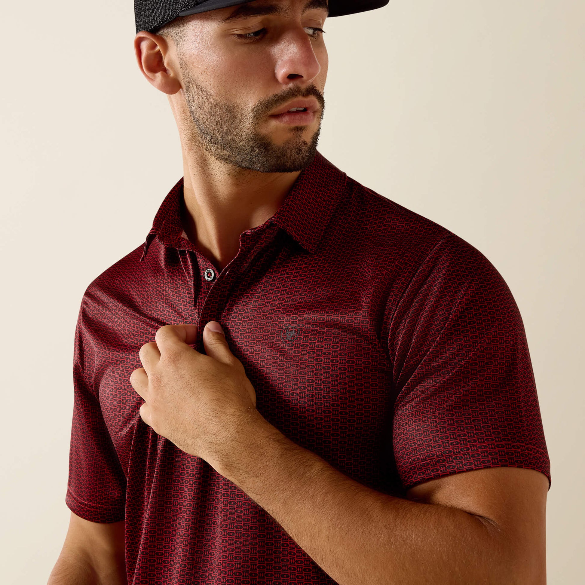 Ariat Men All Over Print Fitted Polo