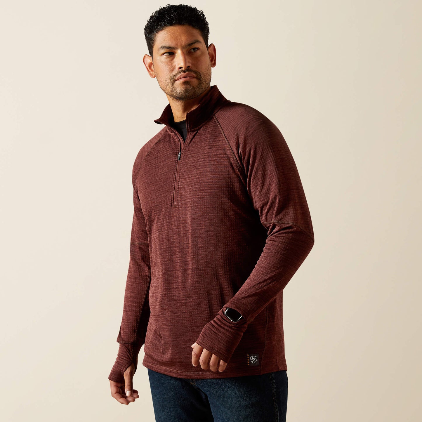 Ariat Men Rebar Gridwork Baselayer 1/4 Zip T-Shirt