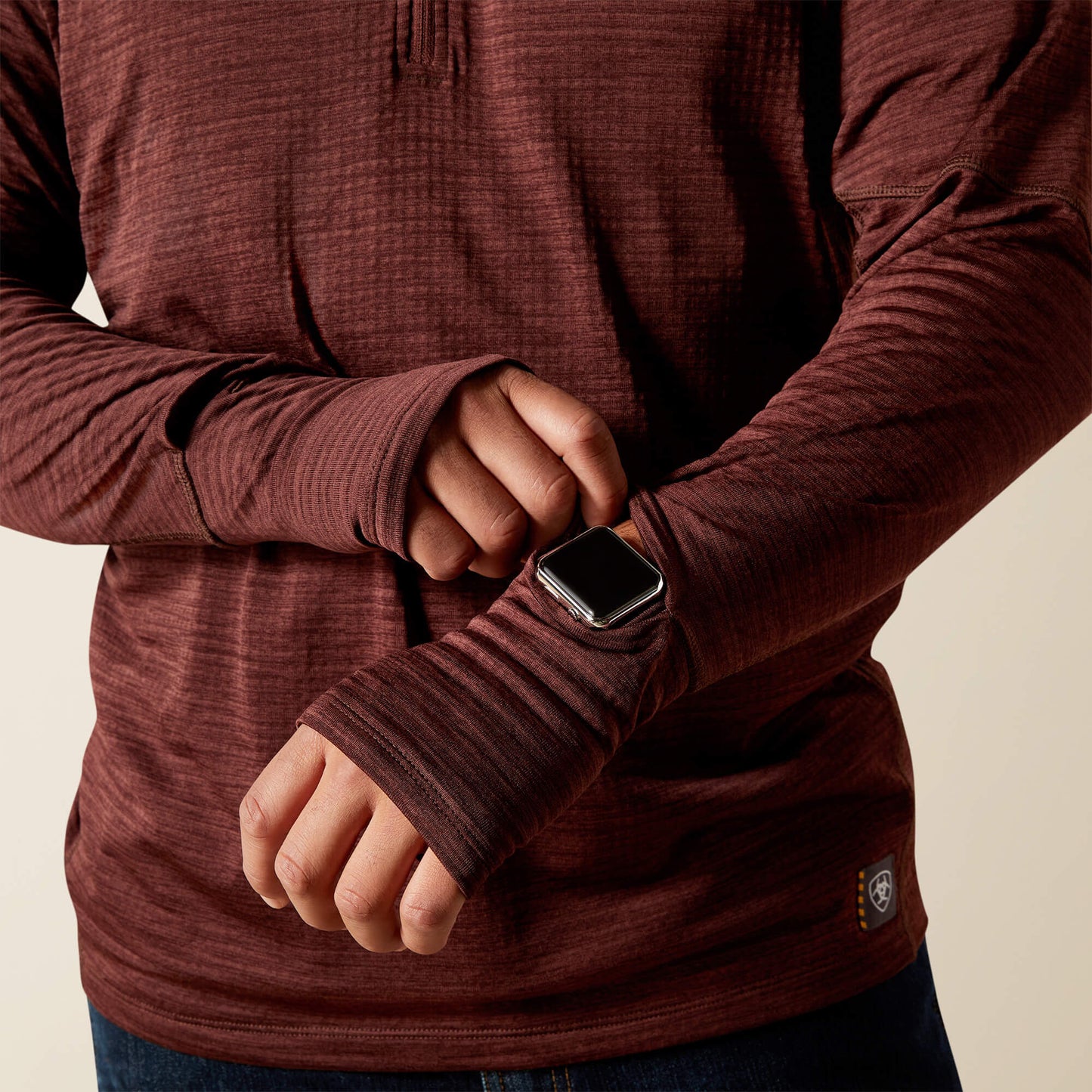 Ariat Men Rebar Gridwork Baselayer 1/4 Zip T-Shirt