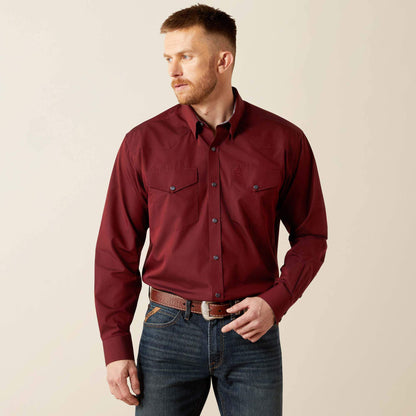 Ariat Men Wrinkle Free Pinpoint Oxford Classic Fit Snap Shirt