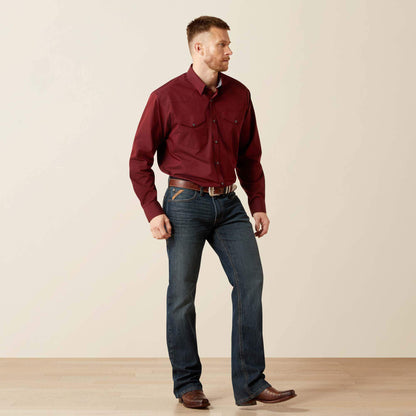 Ariat Men Wrinkle Free Pinpoint Oxford Classic Fit Snap Shirt