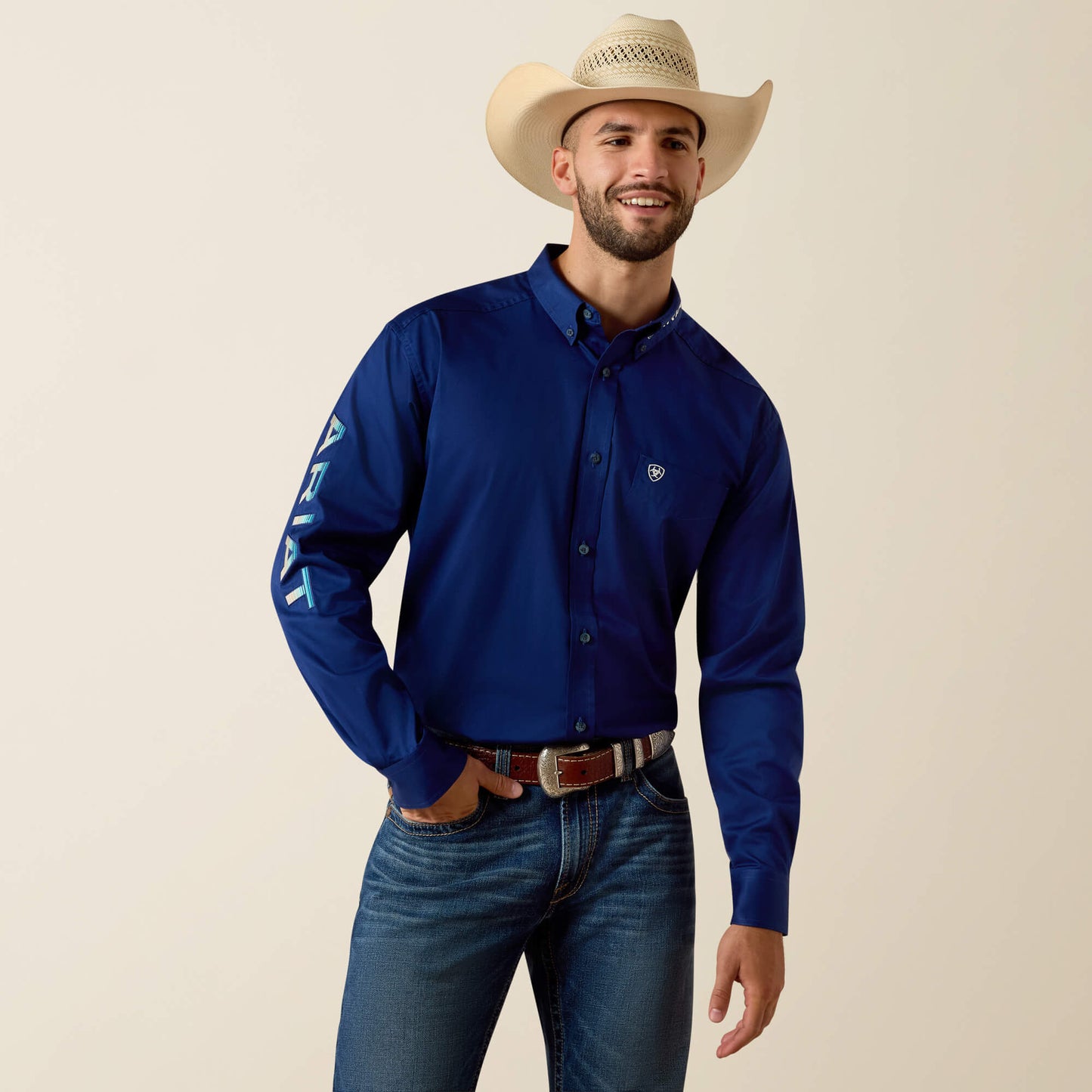 Ariat Men Team Logo Lightweight Twill Classic Fit Shirt