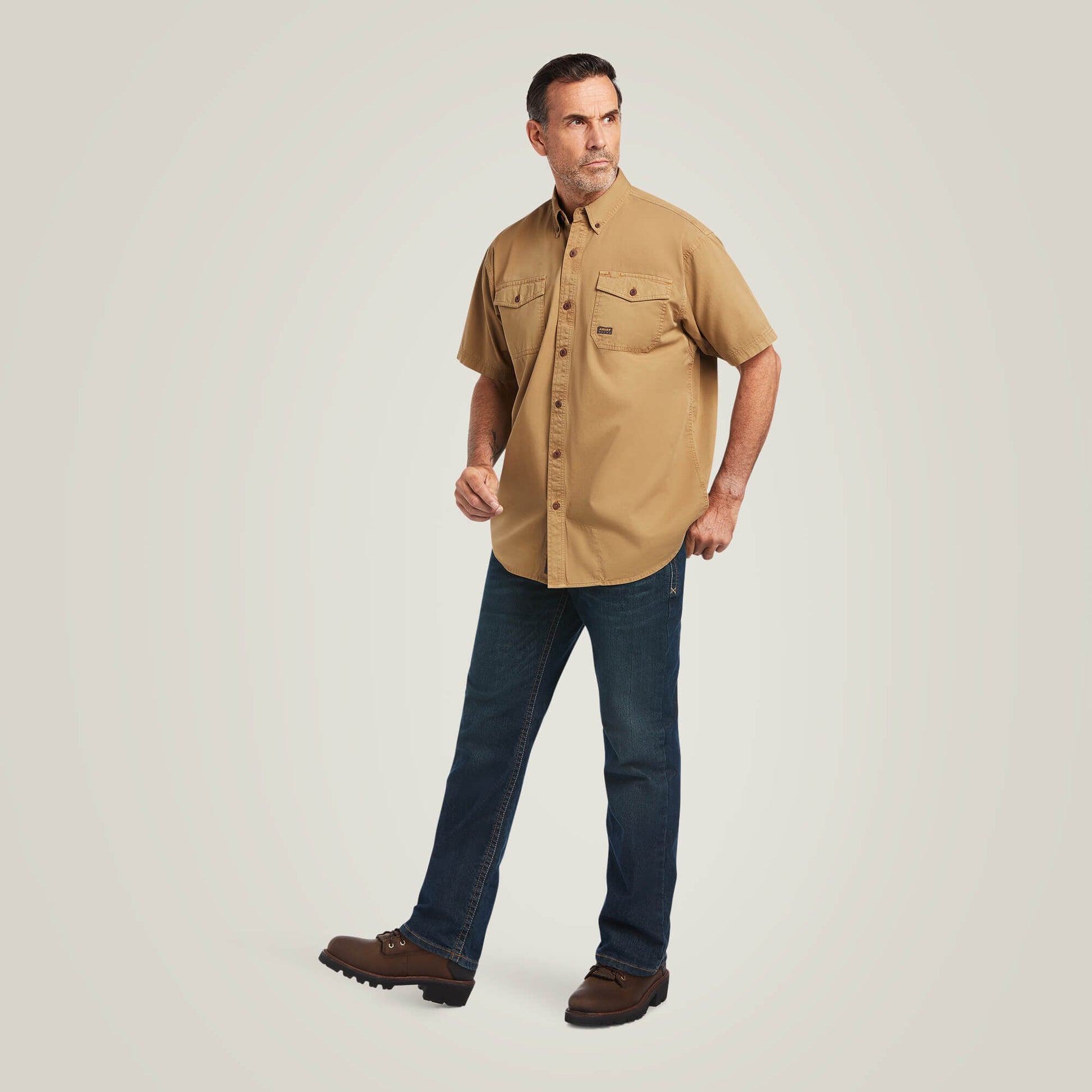 Ariat Men Rebar Washed Twill Work Shirt