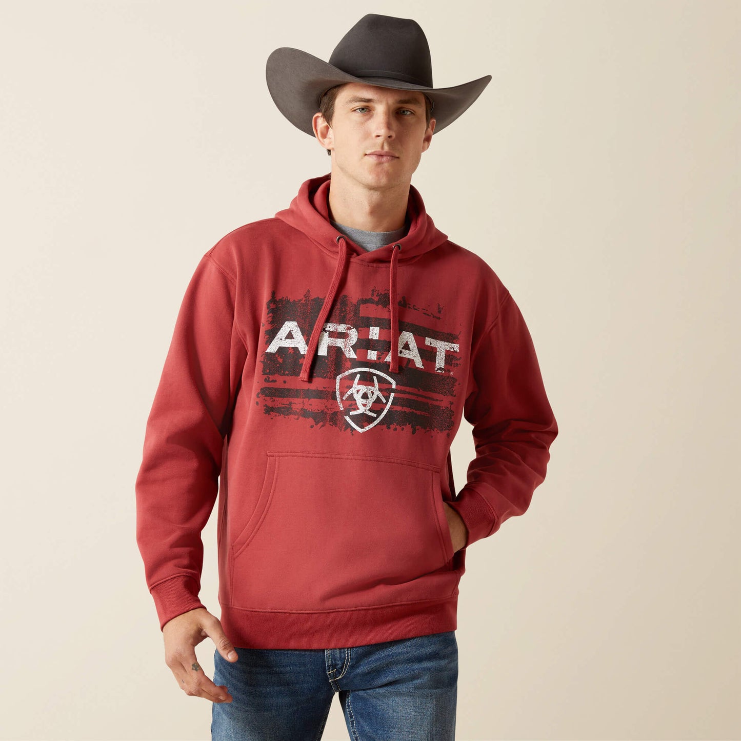 Ariat Men Ariat Liquid Stamp Flag Hoodie