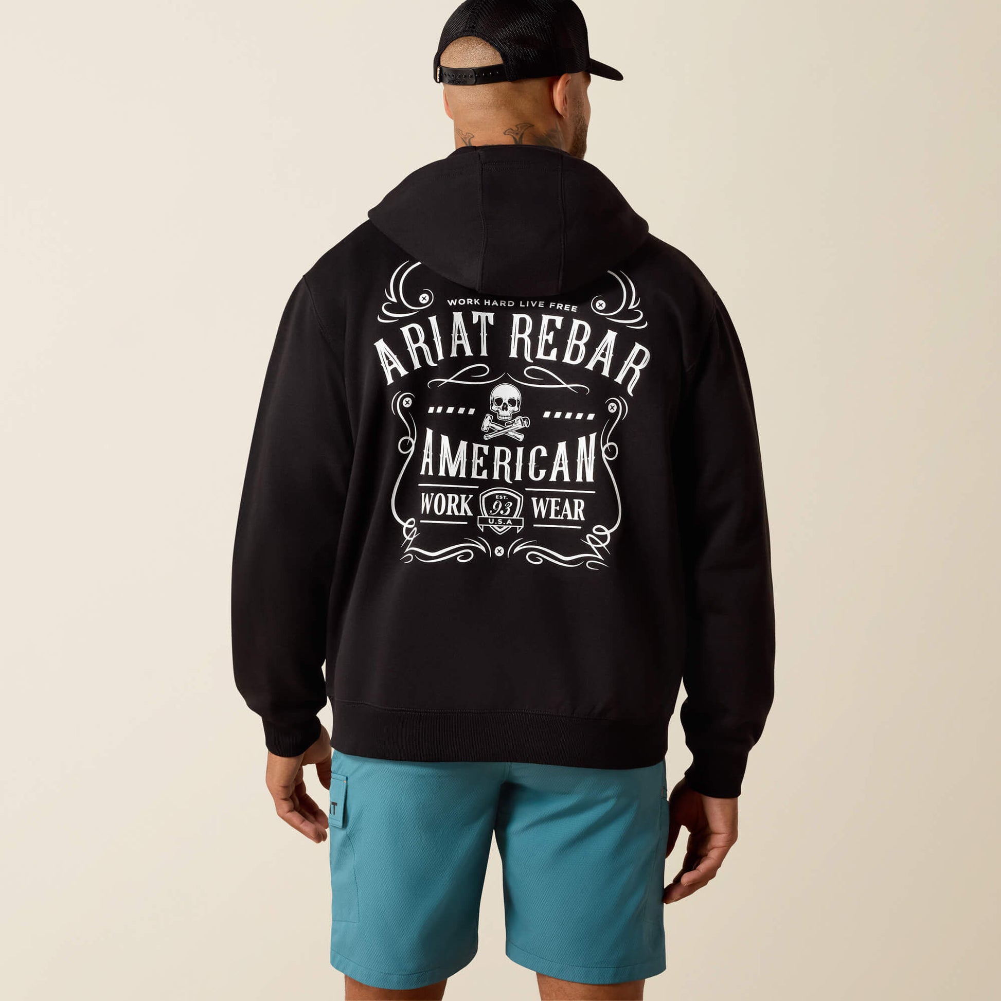 Ariat Men Rebar Lightweight Label Full Zip Hoodie