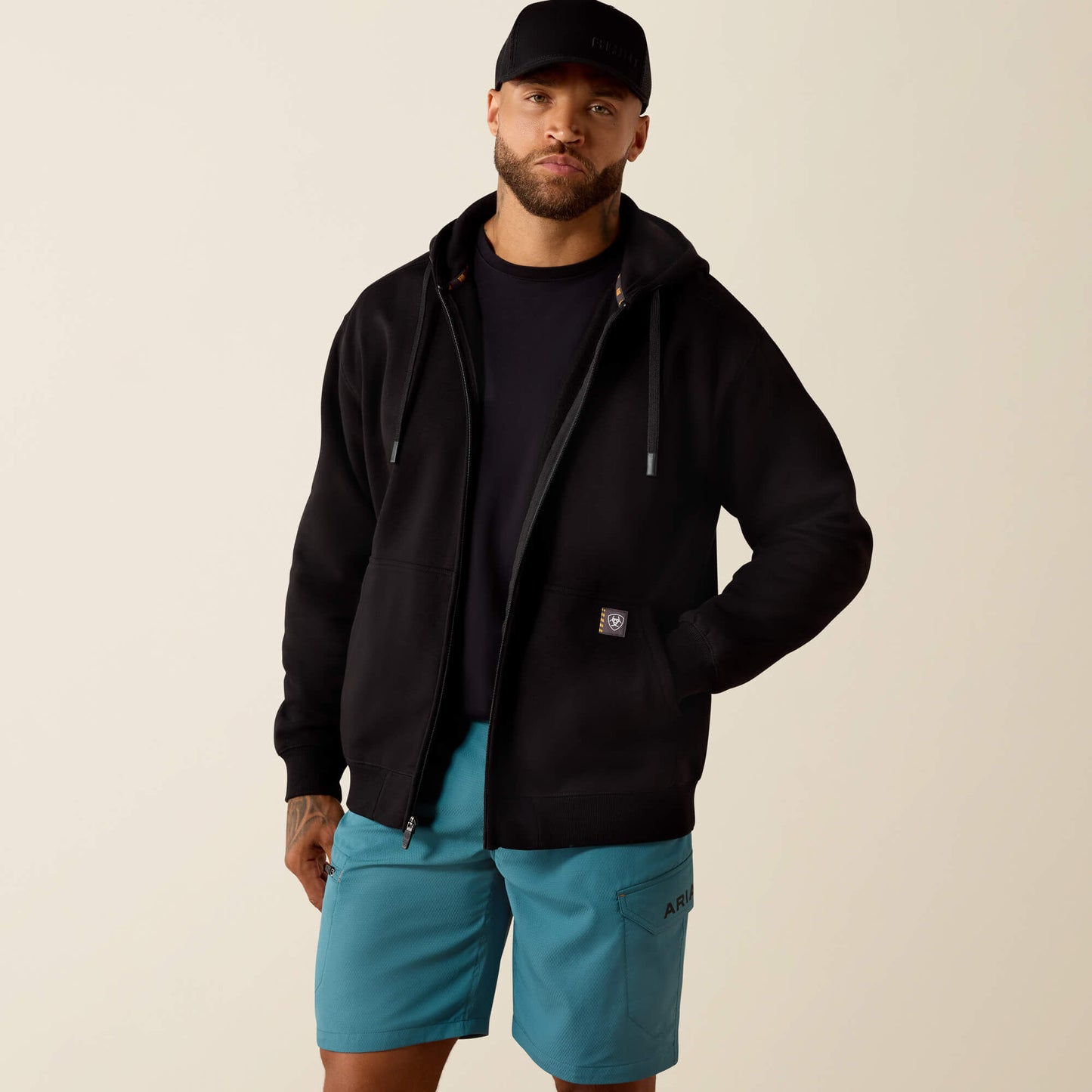 Ariat Men Rebar Lightweight Label Full Zip Hoodie