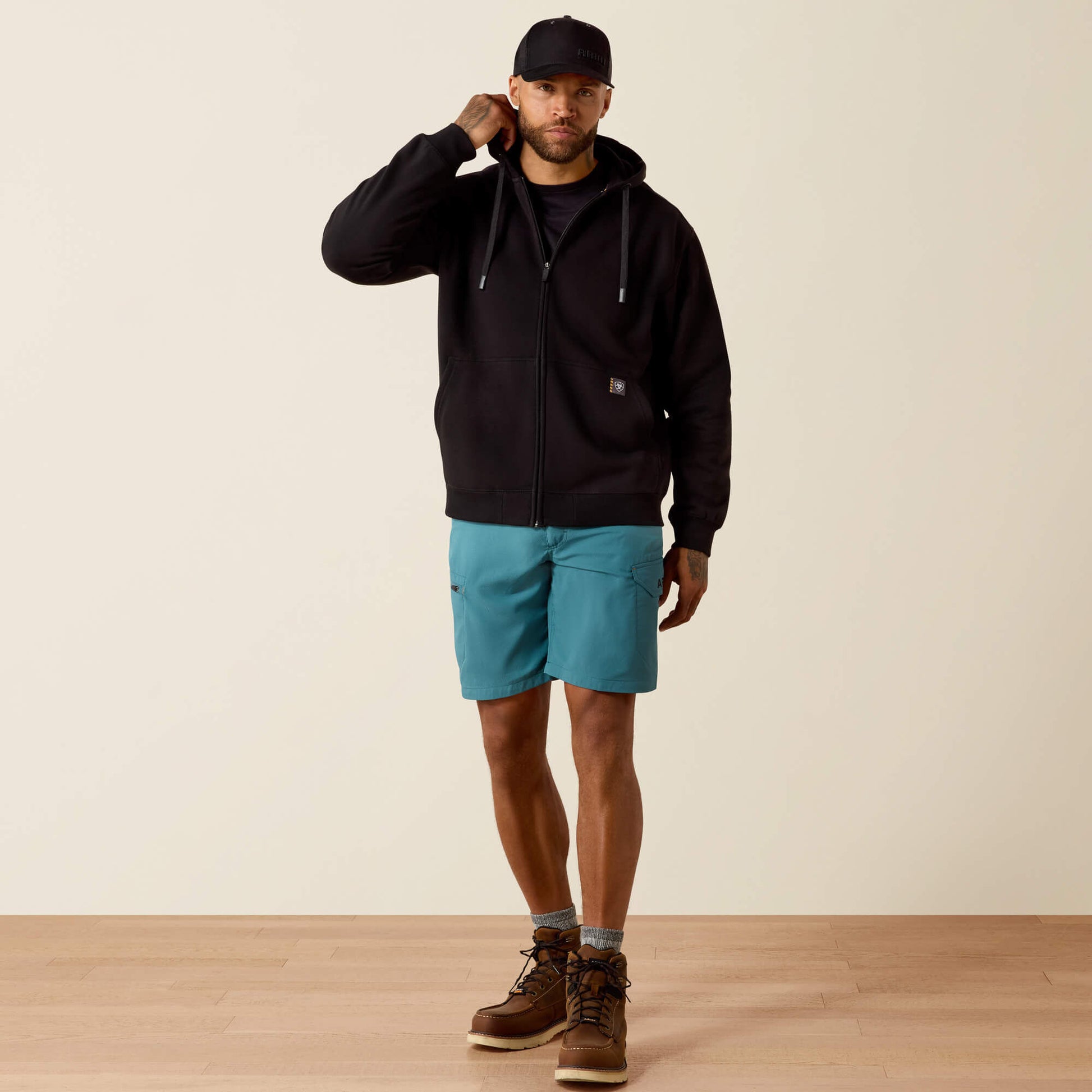 Ariat Men Rebar Lightweight Label Full Zip Hoodie
