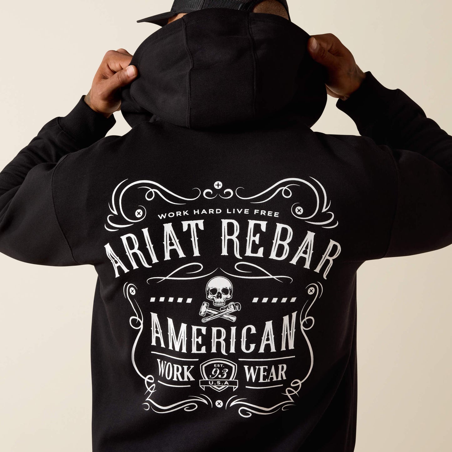 Ariat Men Rebar Lightweight Label Full Zip Hoodie