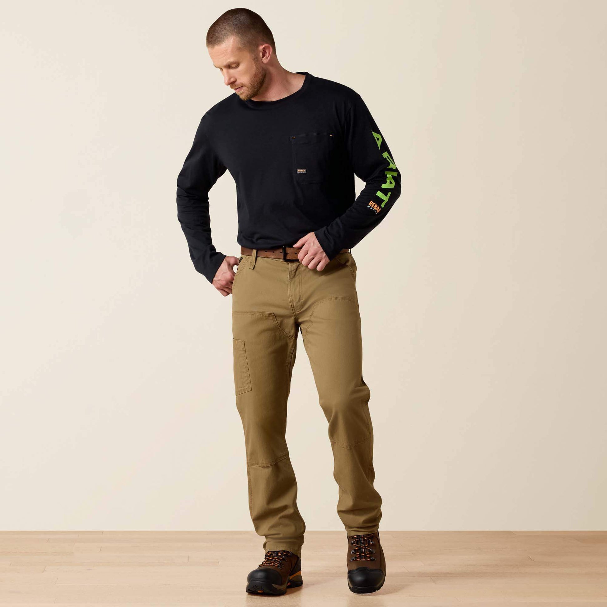 Ariat Men Rebar M4 Low Rise DuraStretch Made Tough Double Front Stackable Straight Leg Pant