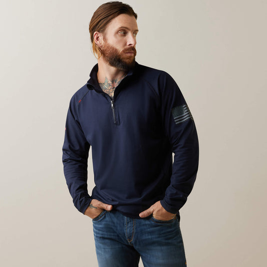 Ariat Men FR Combat Stretch Patriot 1/4 Zip Work Shirt