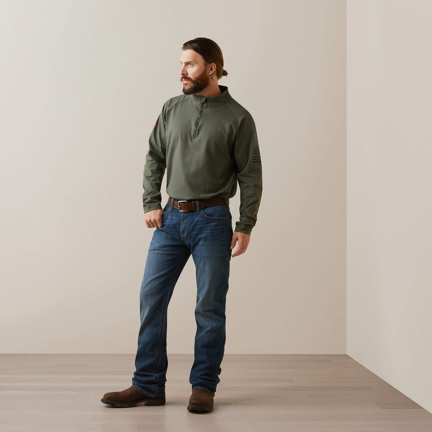 Ariat Men FR Combat Stretch Patriot 1/4 Zip Work Shirt