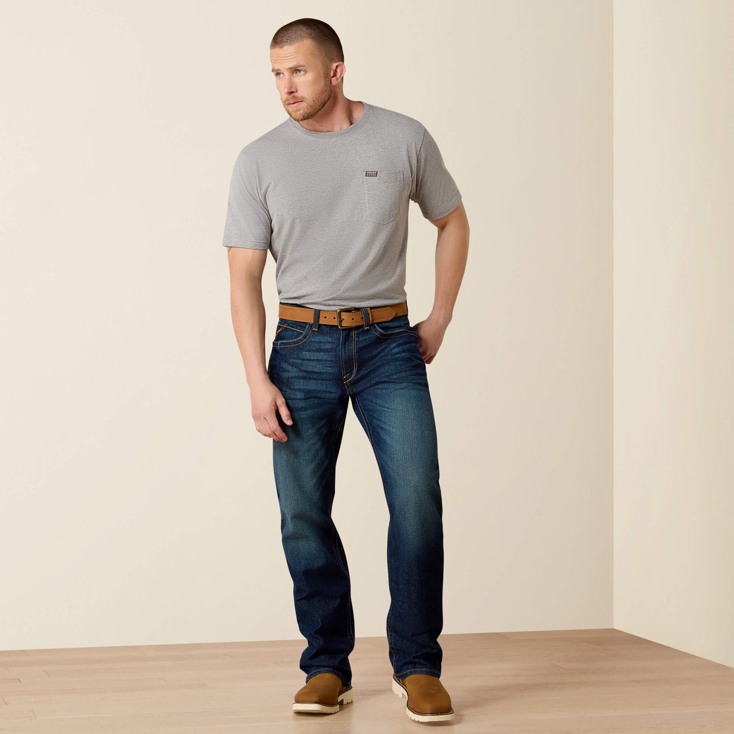 Ariat Men Rebar M4 Low Rise DuraStretch Edge Boot Cut Jean