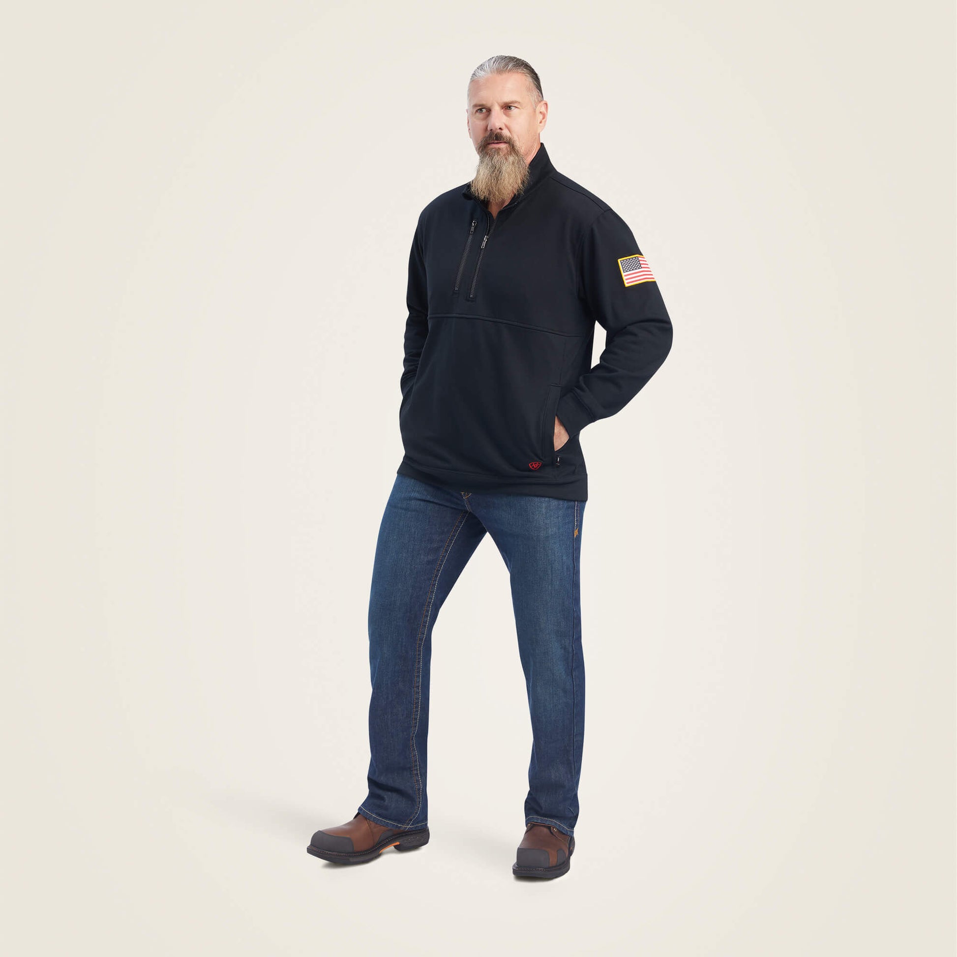 Ariat Men FR Durastrech Fleece 1/2 Zip Job Shirt