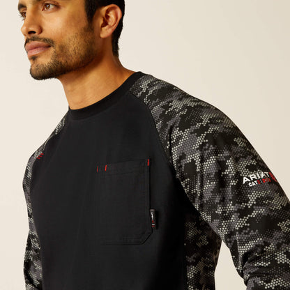 Ariat Men FR AC Stretch Camo Baseball T-Shirt