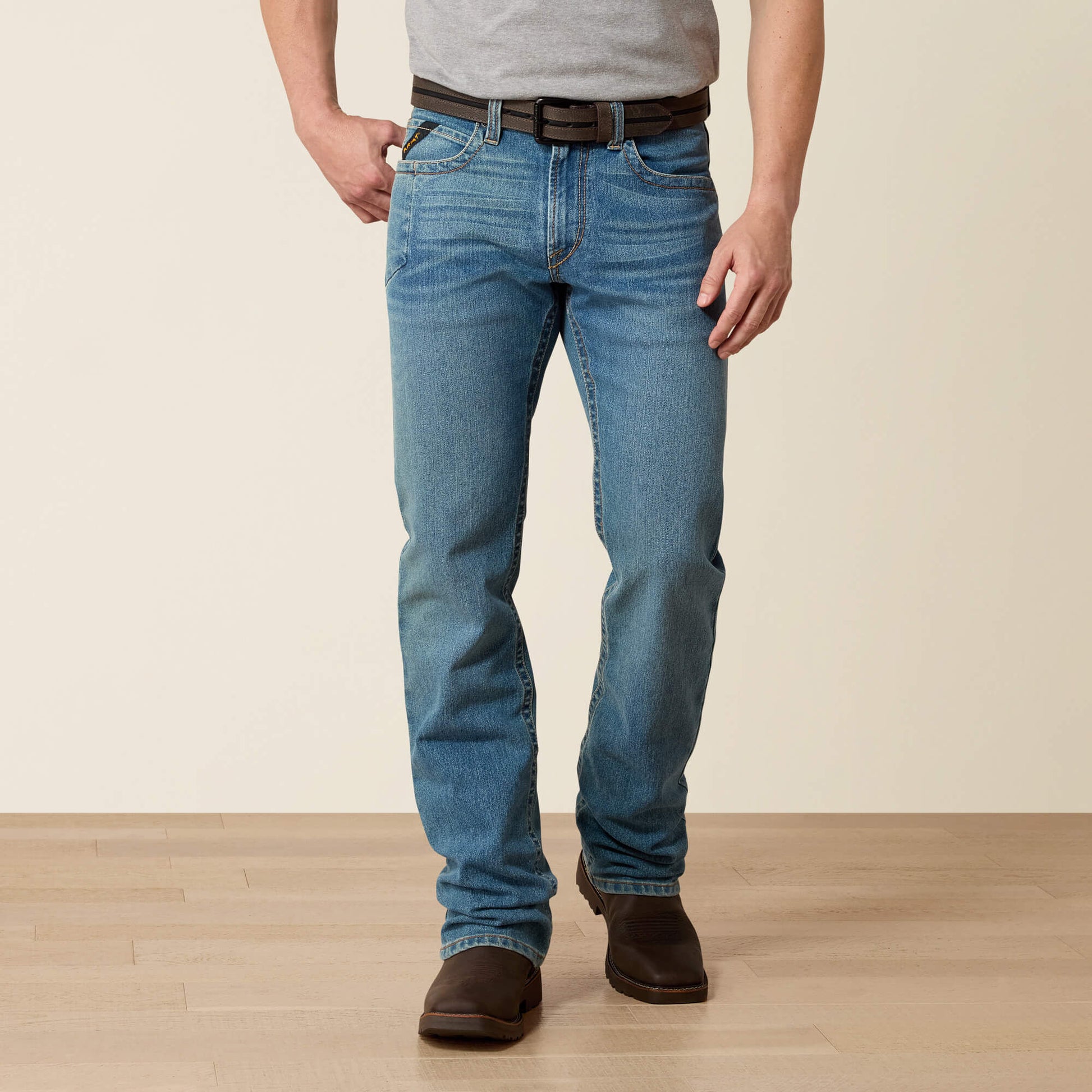 Ariat Men Rebar M4 Low Rise DuraStretch Edge Boot Cut Jean