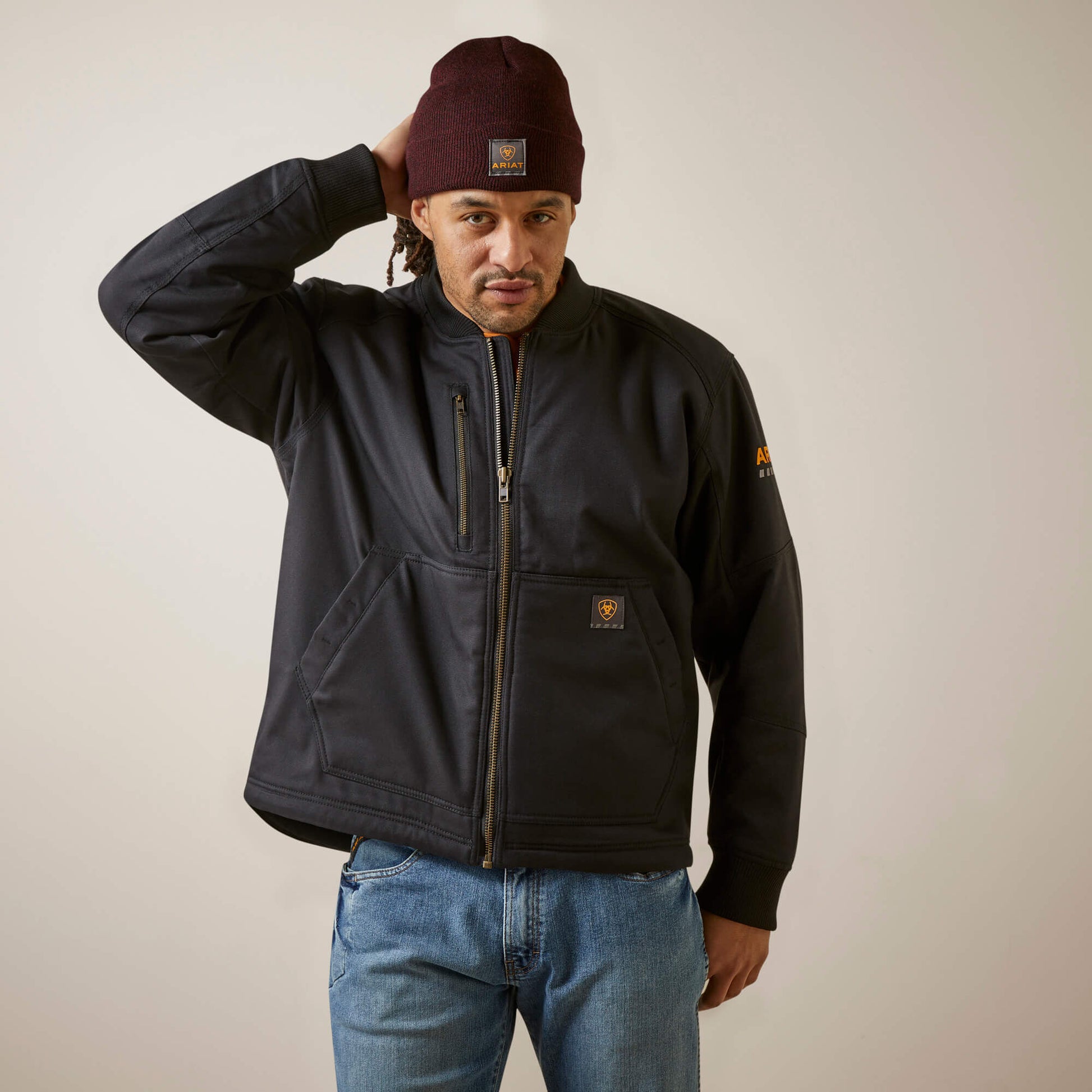Ariat Men Rebar Stretch Canvas Bomber Jacket