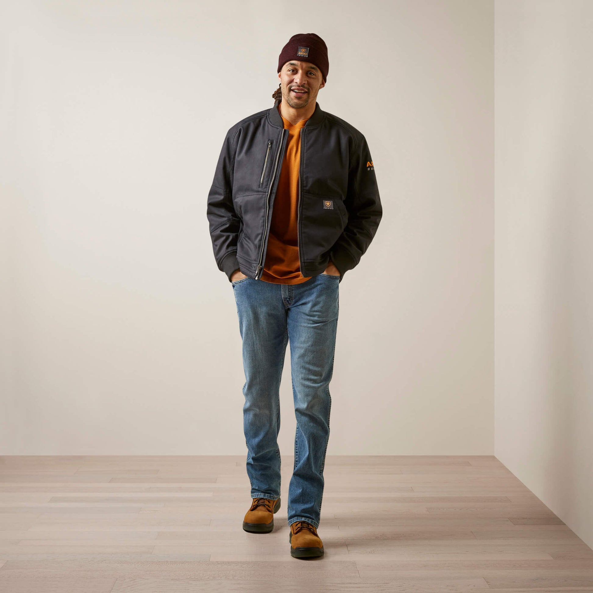 Ariat Men Rebar Stretch Canvas Bomber Jacket