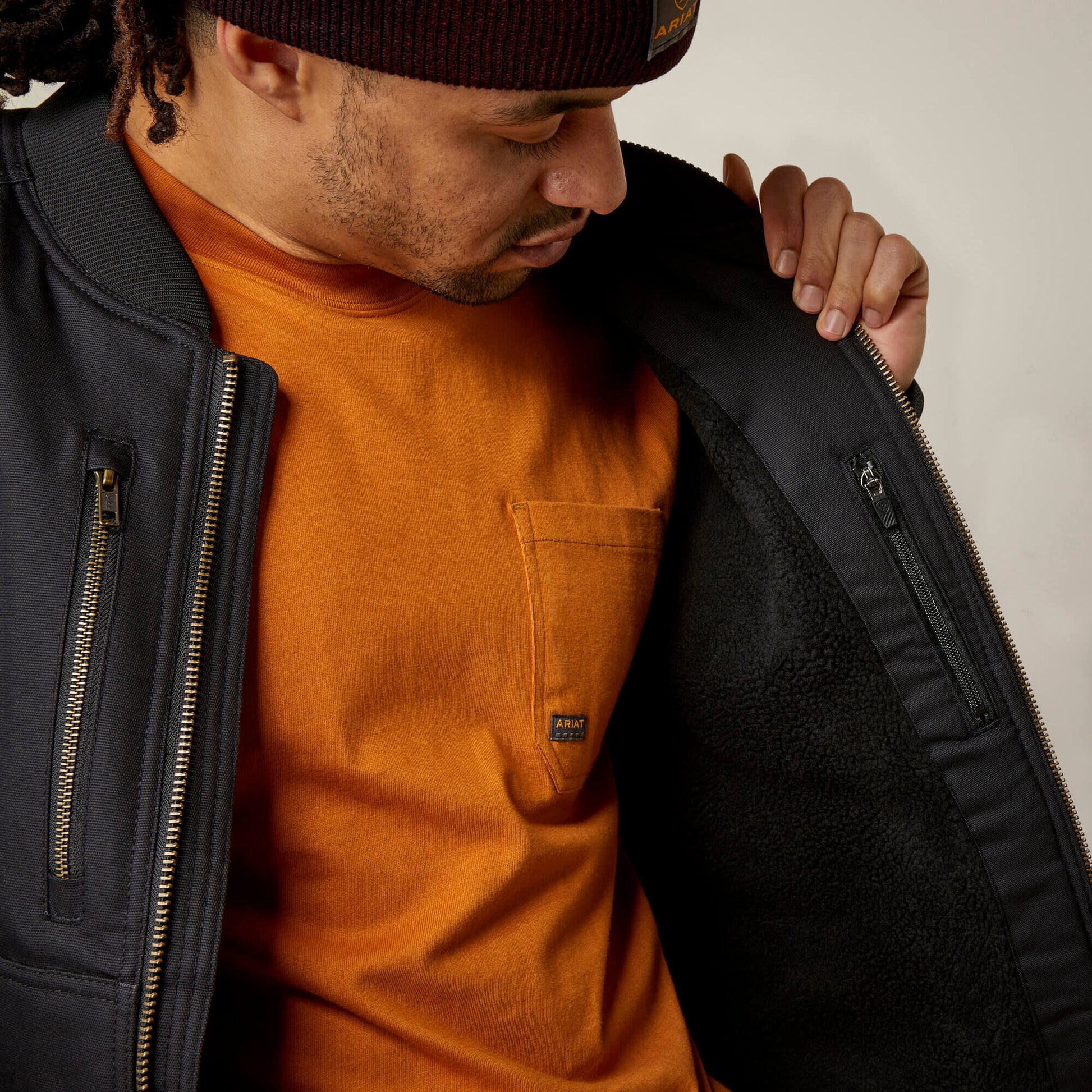 Ariat Men Rebar Stretch Canvas Bomber Jacket