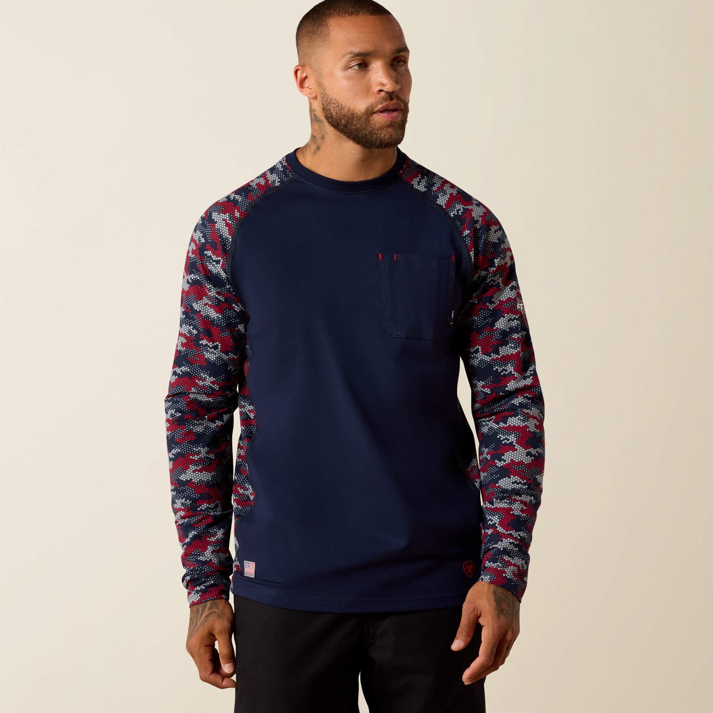 Ariat Men FR AC Stretch Camo Baseball T-Shirt