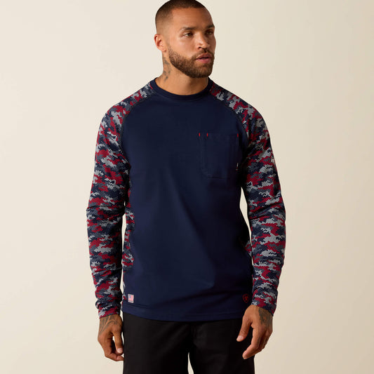 Ariat Men FR AC Stretch Camo Baseball T-Shirt