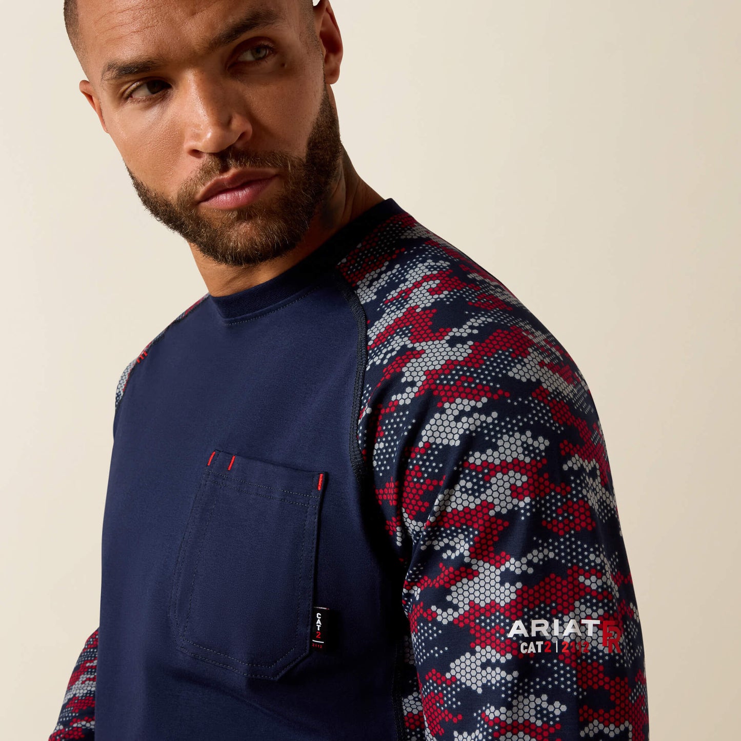 Ariat Men FR AC Stretch Camo Baseball T-Shirt