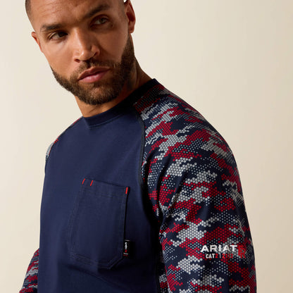 Ariat Men FR AC Stretch Camo Baseball T-Shirt