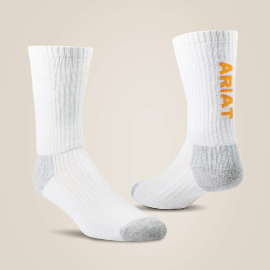Ariat Men|Women Premium Ringspun Cotton Crew Work Sock 3 Pair Pack