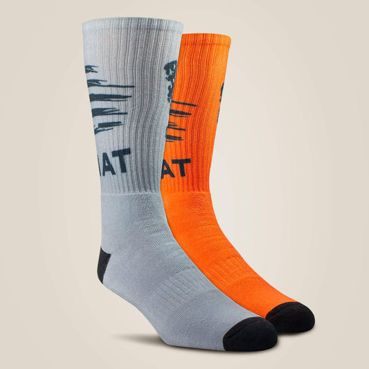 Ariat Men Patriot Graphic Crew Work Sock 2 Pair Multi Color Pack